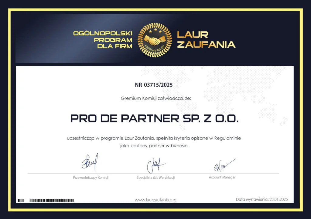 Laur Zaufania dla Pro De Partner